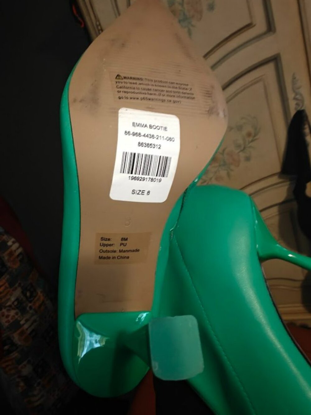 Green Sock Boots Heel Ankle Boots - Picture 3 of 3